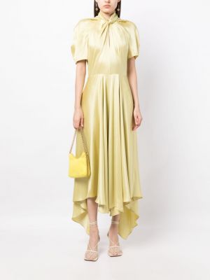 Plisované asymetrické koktejlové šaty Stella Mccartney žluté