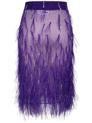 Tylové midi sukně z peří Des Phemmes fialové