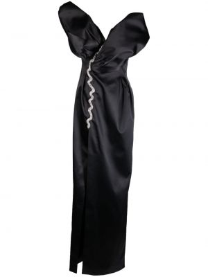 Копринена коктейлна рокля с панделка Rachel Gilbert черно