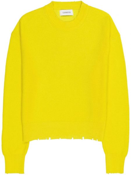 Памучен дълъг пуловер Laneus жълто