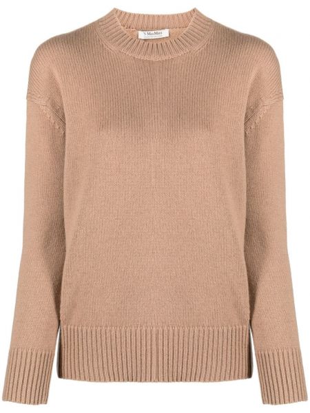Sweter wełniany S Max Mara brązowy