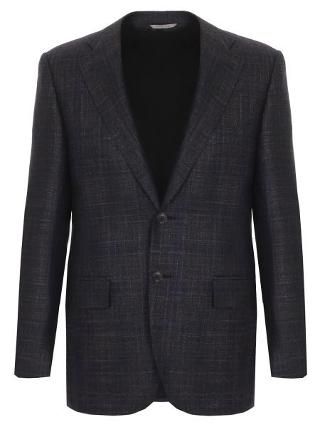 Шелковый шерстяной пиджак Canali коричневый
