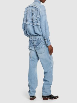 Camicia jeans distressed in lyocell Diesel blu