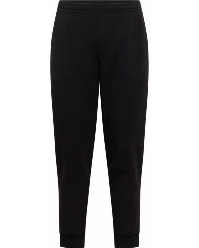 Jednofarebné bavlnené nohavice s opaskom Lacoste - čierna
