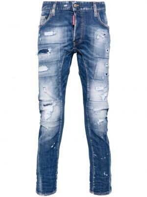 Slim fit rebitud kitsa lõikega teksapüksid Dsquared2 sinine