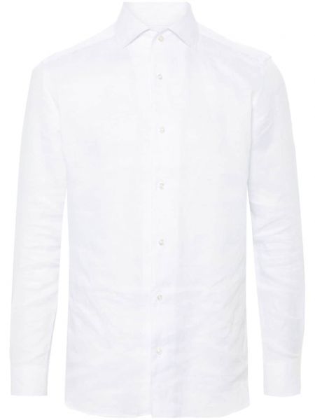 Lněná košile Boggi Milano bílá