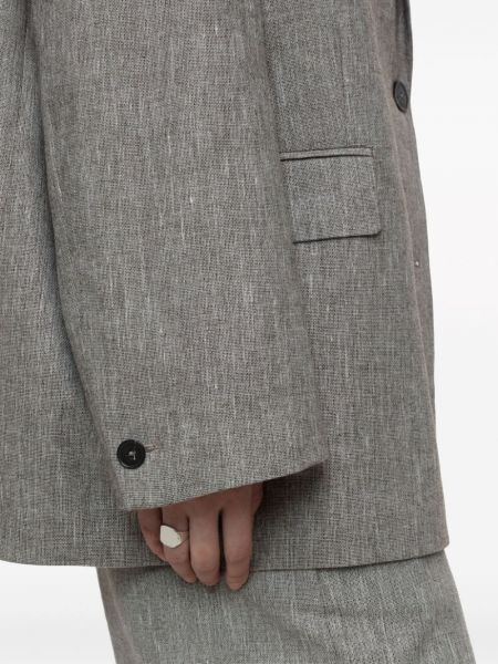 Oversized lněné vlněné sako Closed šedé