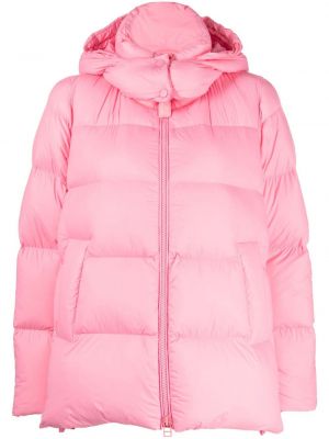 Péřová bunda na zip s kapucí Jnby růžová