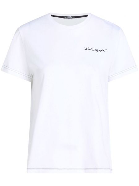 Βαμβακερή μπλούζα με στρογγυλή λαιμόκοψη Karl Lagerfeld λευκό