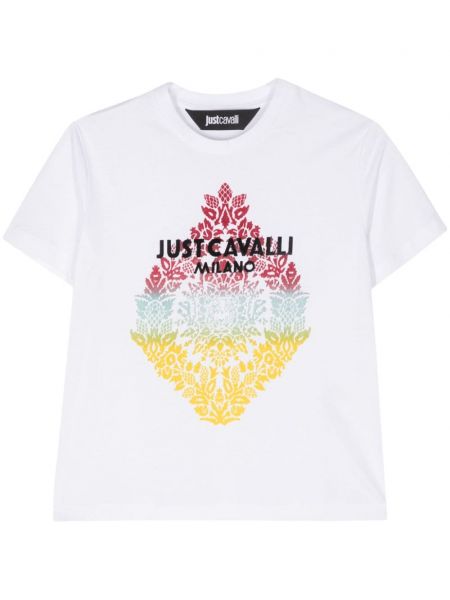 Памучна тениска Just Cavalli бяло