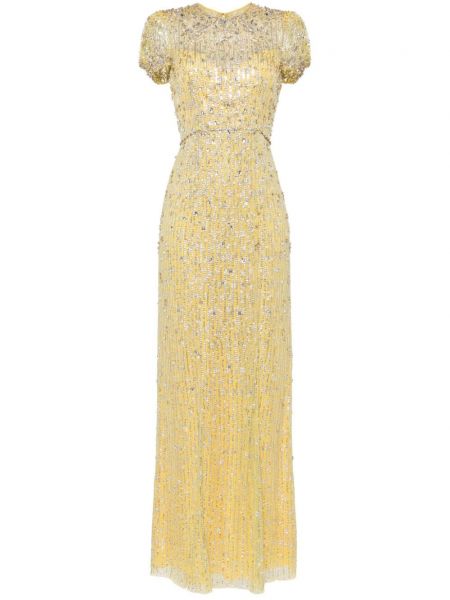 Вечерна рокля с кристали Jenny Packham жълто