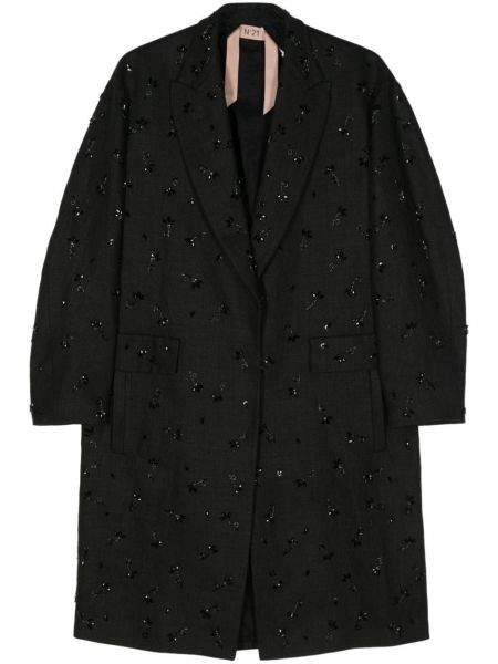 Lniany płaszcz N°21 czarny