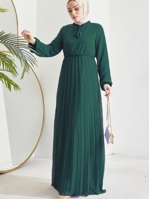 Sukienka szyfonowa plisowana Instyle zielona