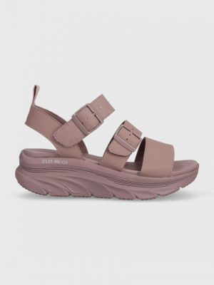 Sandały na platformie relaxed fit Skechers różowe