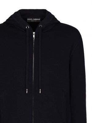 Pletená mikina s kapucí na zip Dolce & Gabbana modrá