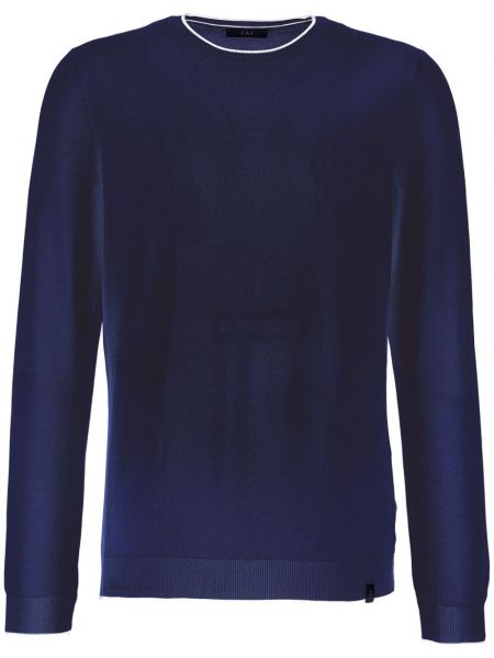 Kokvilnas džemperis ar apaļu kakla izgriezumu Fay zils