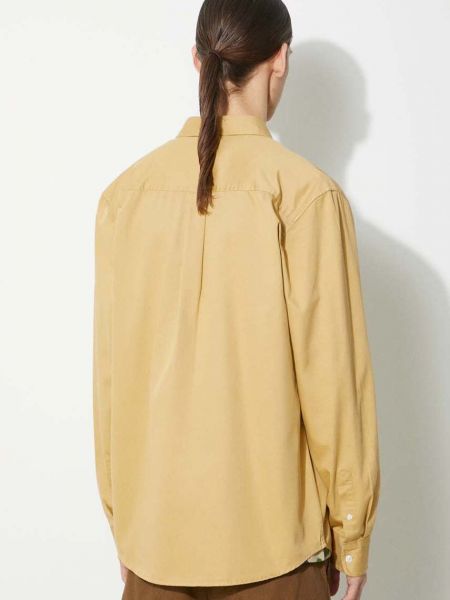 Péřová bavlněná košile s knoflíky Carhartt Wip béžová