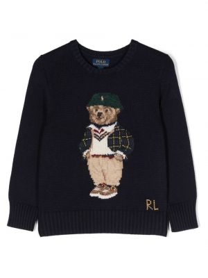 Pitkä villapaita tytöille Ralph Lauren Kids sininen