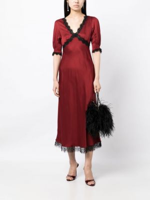 Satynowa sukienka midi Rixo czerwona
