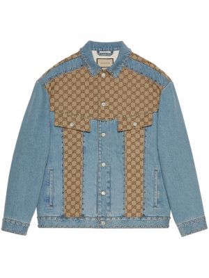 Džínsová bunda s potlačou Gucci modrá