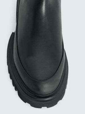 Kožené kotníkové boty na podpatku na plochém podpatku Allsaints černé