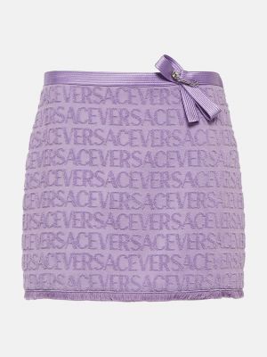 Хлопковая юбка мини Versace фиолетовая