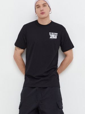 Памучна тениска с дълъг ръкав с принт Vans черно