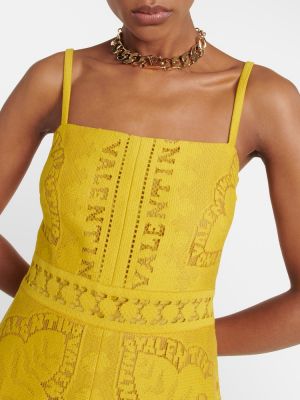 Sukienka midi bawełniana Valentino żółta