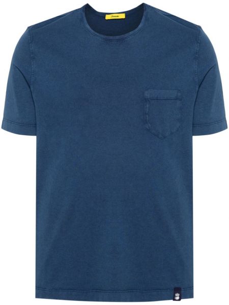 Памучна тениска с джобове Drumohr синьо