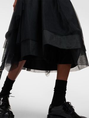 Vunena midi haljina od tila Noir Kei Ninomiya crna