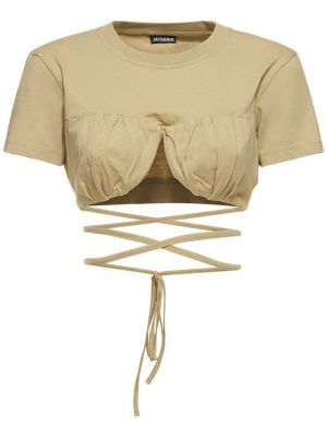 Camiseta con lazo de algodón Jacquemus beige