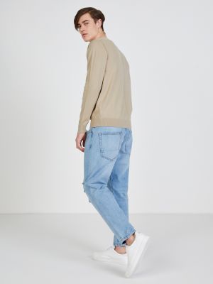 Mikina s kapucí Calvin Klein Jeans béžová