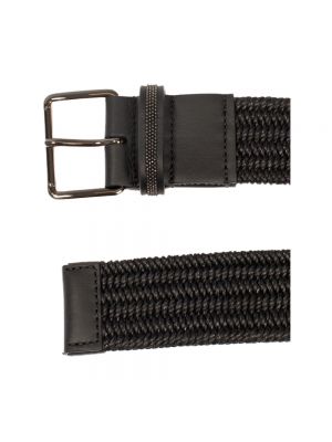 Cinturón de cuero con hebilla Brunello Cucinelli negro