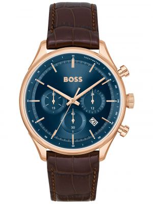 Кожаные часы с хронографом Boss коричневые