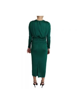 Sukienka midi dopasowana z wiskozy Dolce And Gabbana zielona
