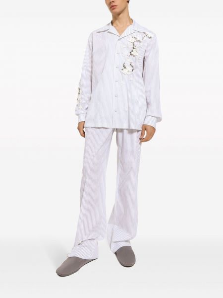 Květinové bavlněné rovné kalhoty Dolce & Gabbana bílé