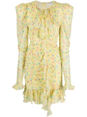 Коктейлна рокля на цветя с принт с волани Alessandra Rich