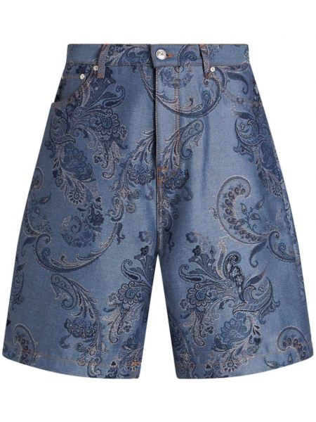 Jacquard kratke hlače s paisley uzorkom Etro plava
