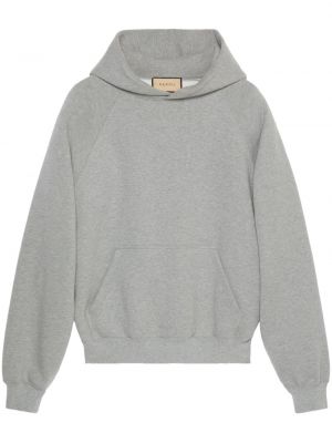 Pamučna hoodie s kapuljačom s printom Gucci siva