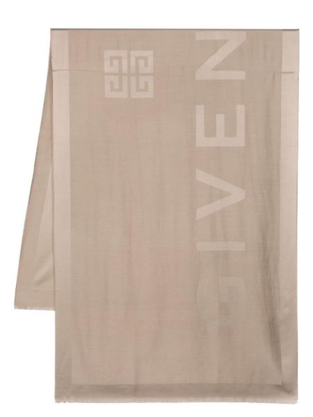 Žakárový hedvábný vlněný šál Givenchy béžový