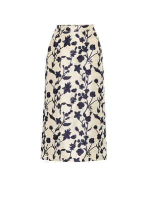 Květinové midi sukně z polyesteru Brock Collection - béžová
