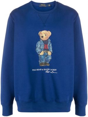 Tykk rund hals trykt sweatshirt Polo Ralph Lauren blå