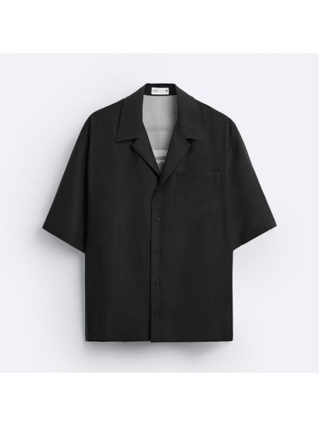 Рубашка из лиоцела Zara черная