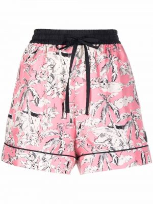Shorts di jeans con stampa Moncler rosa