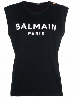 Tank top med knapper med print Balmain svart