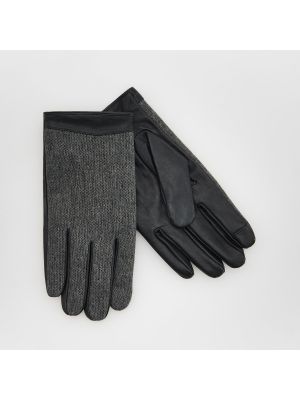 Černé kožené rukavice Reserved