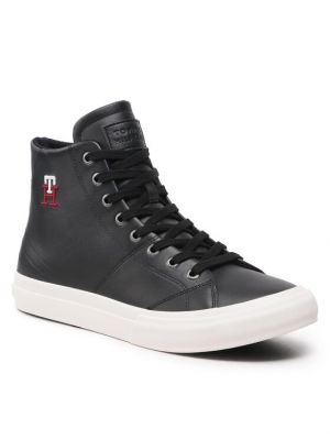 Δερμάτινα sneakers Tommy Hilfiger μαύρο