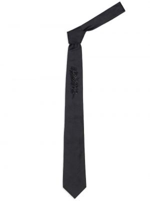 Svilena kravata z biseri Alexander Mcqueen črna