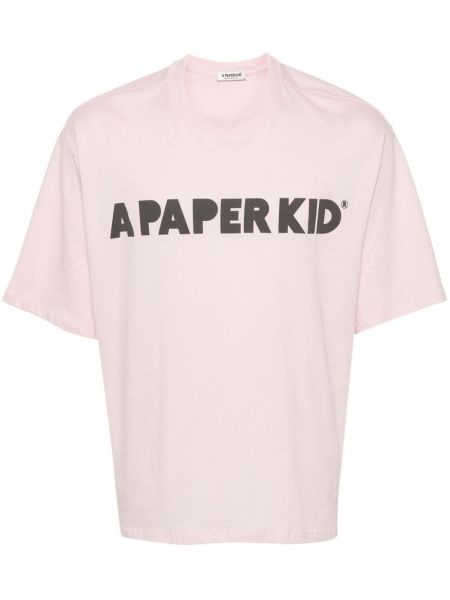 Bavlněné tričko s potiskem A Paper Kid růžové