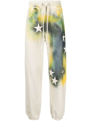 Βαμβακερό αθλητικό παντελόνι με σχέδιο με μοτίβο αστέρια Palm Angels λευκό